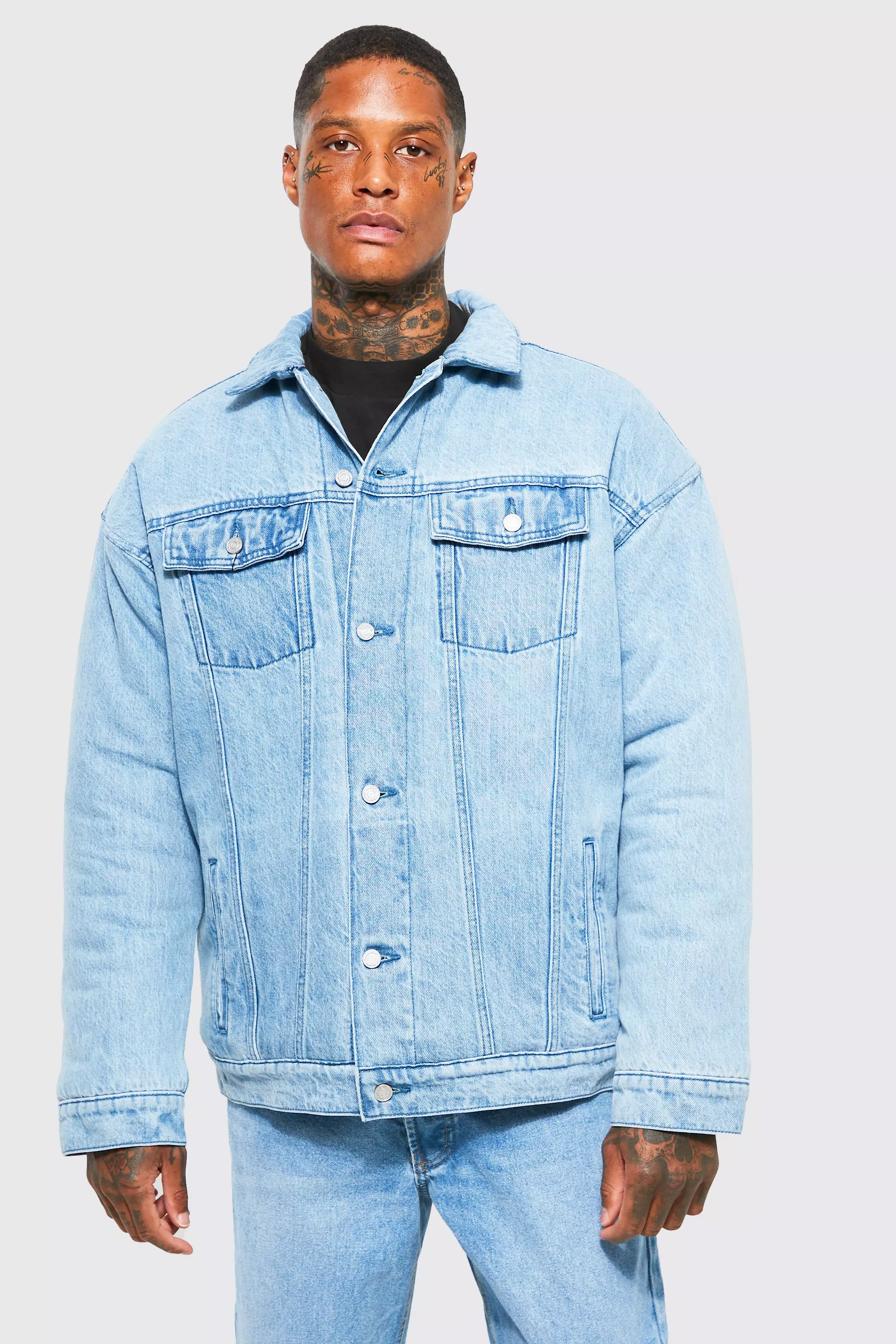 Padded shop denim jacket